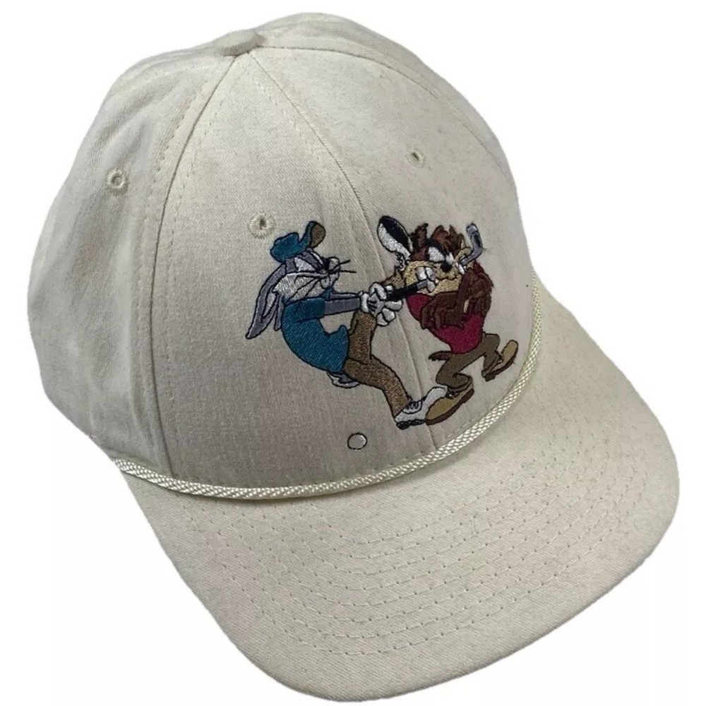 Vintage Bugs Bunny & Taz Golf Embroidered Hat Cap Cotton USA 90's